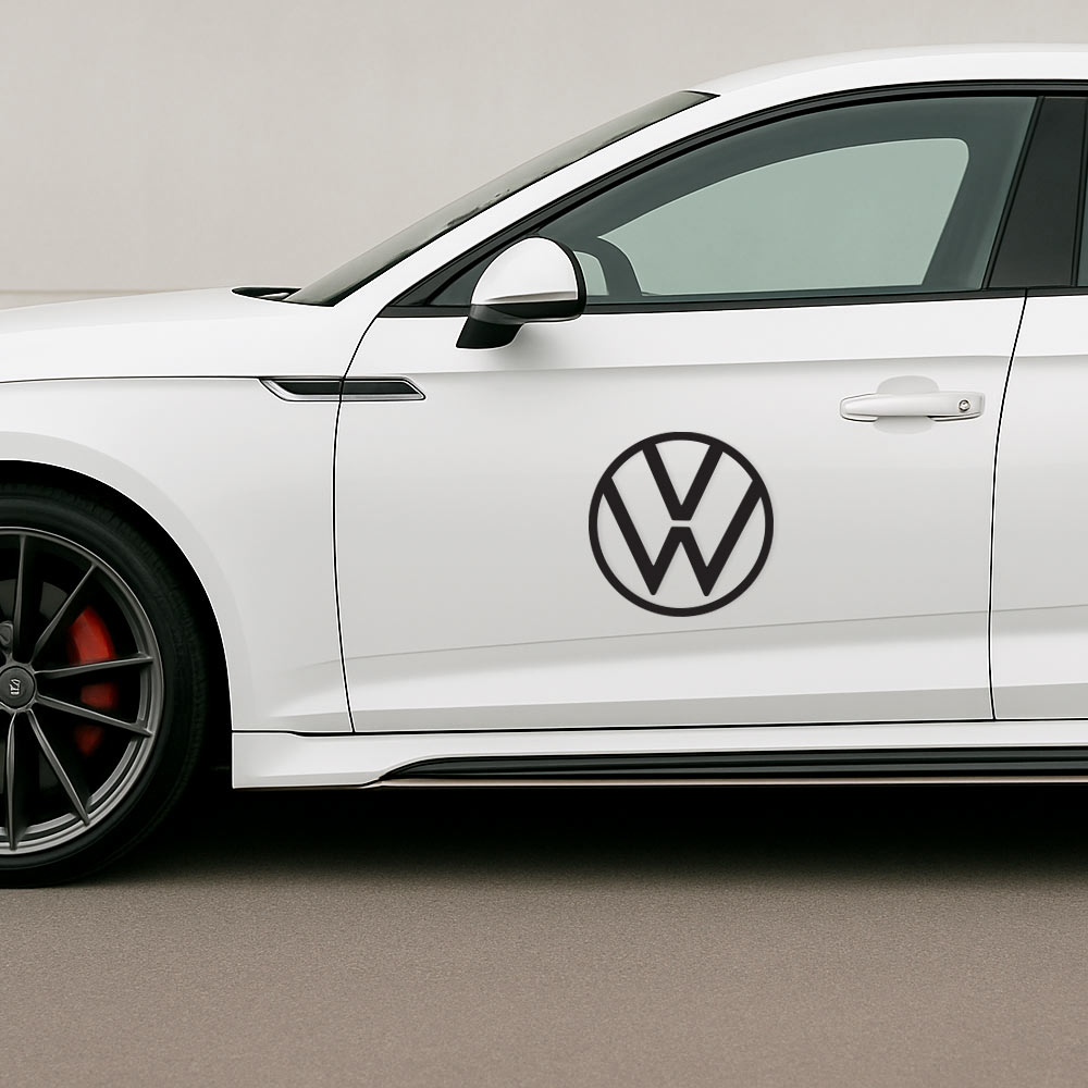 Volkswagen ikon Klistremerke Volkswagen klistremerker montert på hvit bil
