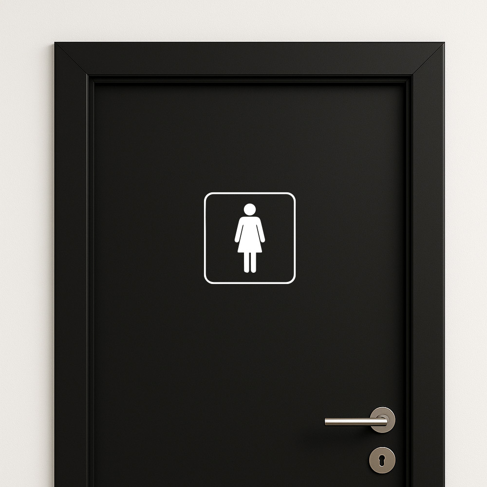 WC Dame Klistremerke WC Dame klistremerke montert på svar dør