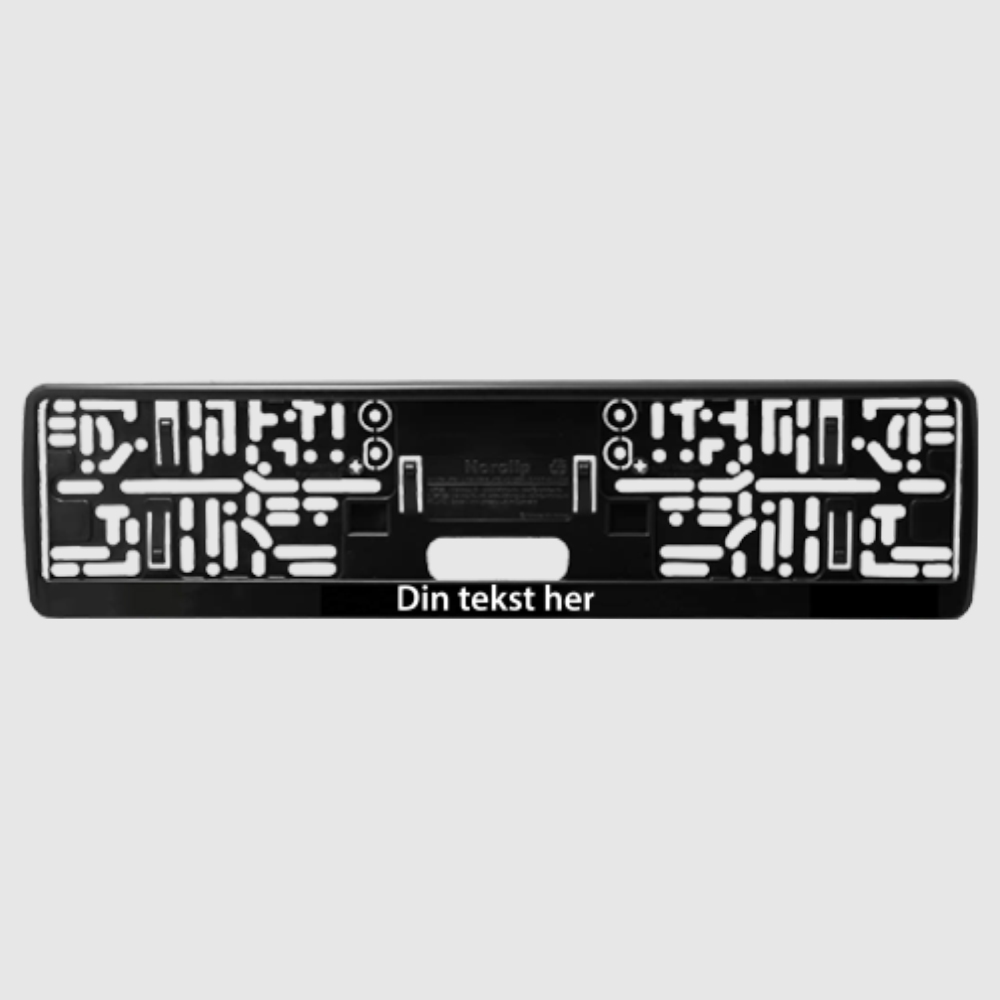 Skiltholder til bil - Tilpass selv Tilpass skiltholder med din egen tekst montert på låselist