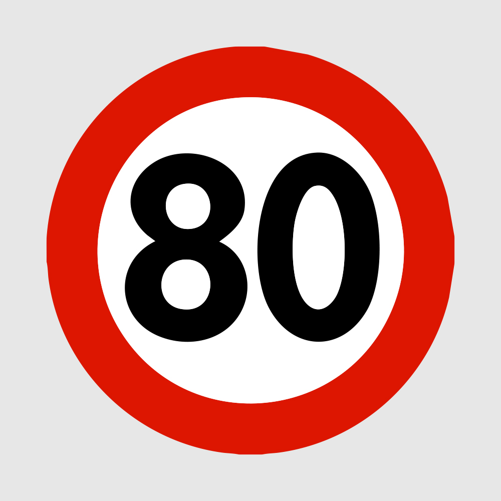 Skilt 362.80 - Fartsgrense 80 km/t