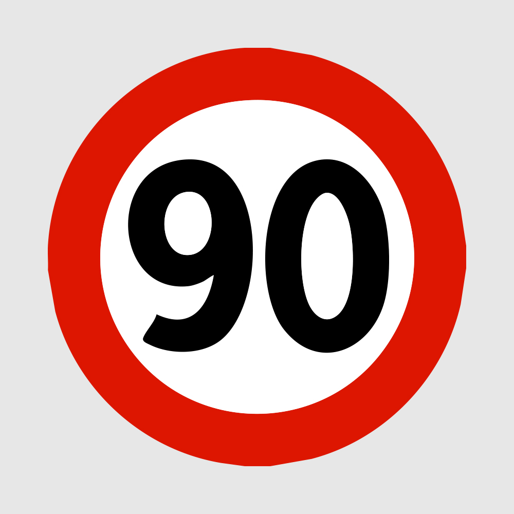 Skilt 362.90 - Fartsgrense 90 km/t