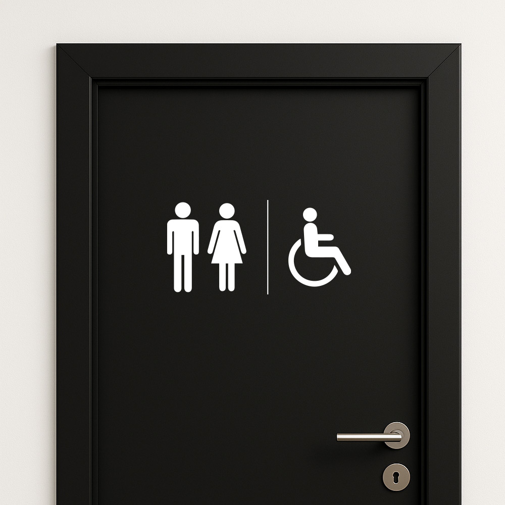 WC Dame, herre og handicap klistremerke montert på svar dør