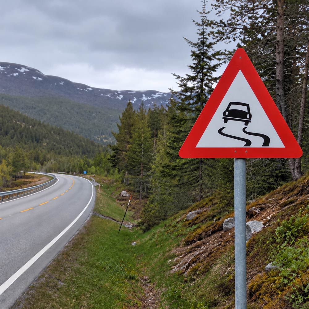 Skilt 116 - Glatt kjørebane 2
