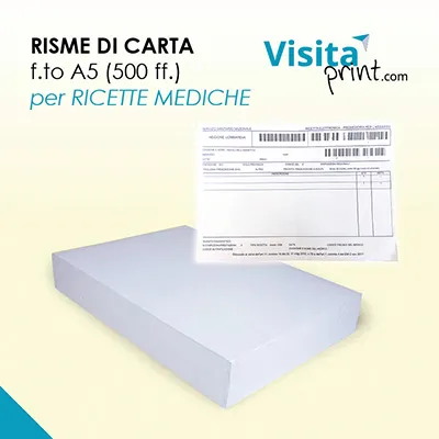 Fogli per stampa ricette mediche A5 Carta per ricette