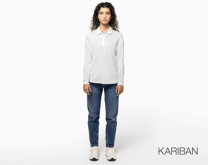 Polo Piqué Bio Femme manches longues 180g 4